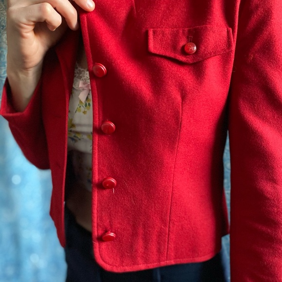 Vintage Pendleton blazer red cropped button down wool - Picture 7 of 11